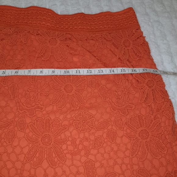 Orange lace midi skirt with lining - Picture 6 of 11